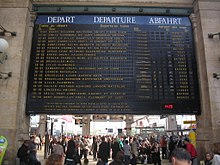 Flap departure board at Gare du Nord, Paris (2007) Gare du Nord Fallblattanzeiger Departure-board.JPG