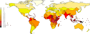 Carte du monde de l'année de vie ajustée sur l'incapacité