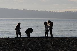 Silhouettes on a sunny winter afternoon