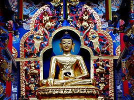 Golden Statue of Gautama Buddha, Bylakuppe, Karnataka.