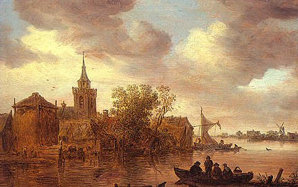 Église et ferme sur la rive d'un fleuve (1653) Mauritshuis