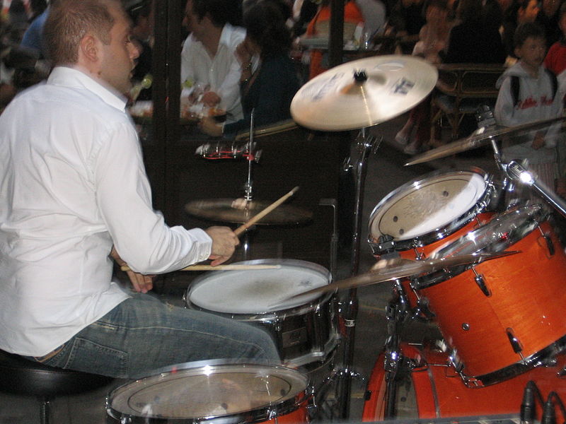 File:Grégor Mamou playing drums at The Way It Sounds' gig in Paris for the "Fete de la musique 2005".jpg