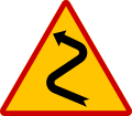 Greek old traffic sign dangerous continuous turns.svg