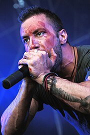 Sångaren Greg Puciato på bilden på festivalen 2011 i Bildein