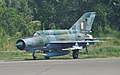 Hrvatski: MiG-21 Hrvatskog ratnog zrakoplovstva na prilaznoj pisti Zračne luke Zagreb English: Croatian Mikoyan-Gurevich MiG-21 on Zagreb Airport runway