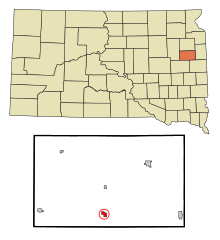 Hamlin County South Dakota Sisällytetyt ja rekisteröimättömät alueet Järvi Norden Highlighted.svg