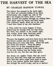 Charles Hanson Towne's poem "The Harvest of the Sea", published in June 1912 Harvest of the Sea.gif