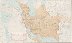 نقشهٔ ایران افشاری (نادرشاه) از کتاب اطلس تاریخی ایران، نشر دانشگاه تهران[۱]