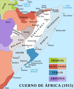 Geledi Kesultanan dan daerah sekitarnya pada tahun 1915, di selatan Somalia