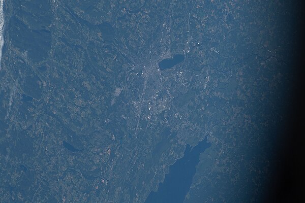 The Syracuse area at 8:28:52 AM EDT on July 3, 2022, taken during Expedition 67 of the International Space Station. North is oriented to the right.