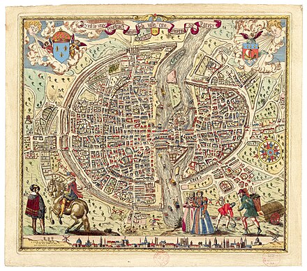 « Icy est le vrai pourtraict naturel de la ville, cité, université de Parisy ». Plan de Paris en 1576.