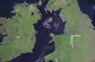 Mapa del Mar de Irlanda en el proyecto Blue Marble de la NASA.
