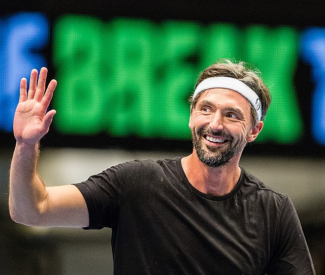 Ivanišević playing at a seniors' exhibition event as part of Vienna Open in October 2016.