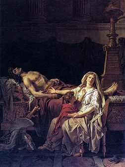 La Douleur d'Andromaque Tableau peint par Jacques-Louis David en 1783, inspiré d'un épisode de l'Iliade et représentant Andromaque pleurant sur le corps d'Hector.