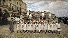 Jan Verhas, The Parade of the Schools in 1878 (1880) Jan Verhas (1834-1896) Optocht van de scholen in 1878 - Old Masters Museum Brussel 30-4-2017 11-18-20.JPG