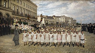 Jan Verhas, The Parade of the Schools in 1878 (1880) Jan Verhas (1834-1896) Optocht van de scholen in 1878 - Old Masters Museum Brussel 30-4-2017 11-18-20.JPG