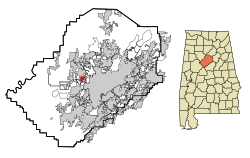 Jefferson County Alabama Incorporated and Unincorporated areas Minor Highlighted.svg