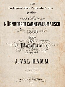 Titelblatt „Nürnberger-Carnevals-Marsch 1860“, komponiert von Johann Valentin Hamm