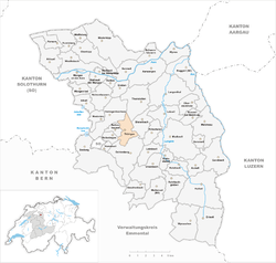Harta e komunës Thörigen në distriktin Oberaargau