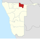 Kavango-West-alueen sijainti Namibiassa