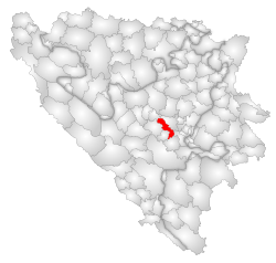 Location of Kiseljak within Bosnia and Herzegovina.