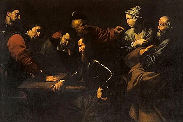 Jusepe de Ribera La negación de San Pedro (Zaparcie się św. Piotra), 1615-1616,z Galleria Nazionale d’Arte Antica in Palazzo Corsini w Rzymie nie odpowiada opisowi autora, więc to nie o niego chodzi.