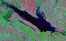 Landsat-satelliittikuva Krementšukin tekojärvestä.