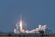 An Atlas V conducts the first U.S. Space Force space launch on 26 March 2020 Launch of Atlas V carrying AEHF-6 (200326-F-KD758-1007).jpg