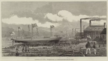 Engraving of a shipyard