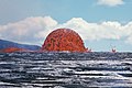 Fonte de lava em forma de domo, com cerca de 20 m de altura, em Mauna Ulu em 1969, Hawaii.