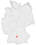 Mapa da Alemanha, posição de Heidenheim acentuada