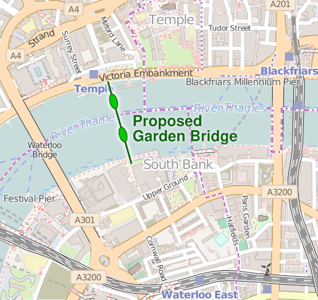 London Garden Bridge map