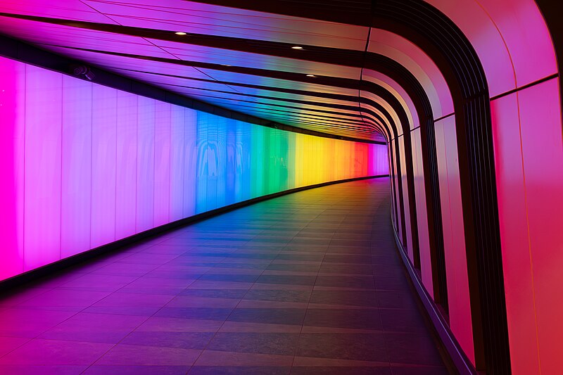 File:London King's Cross rainbow light tunnel - 2023-06-25.jpg