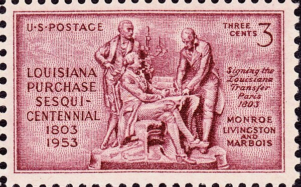 Livingston is depicted on the 1953 postage stamp commemorating the signing of the Louisiana Purchase