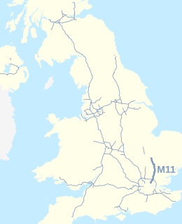 <span class="mw-page-title-main">M11 motorway</span> Motorway in England