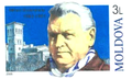 Portretul lui Mihail Sadoveanu de pe un plic timbrat