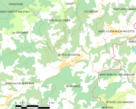 Mapa obce Bourg-Argental