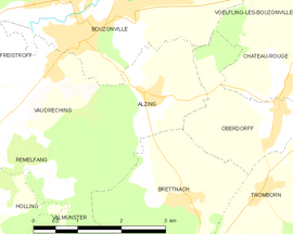 Mapa obce Alzing