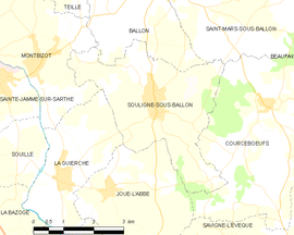 Mapa obce Souligné-sous-Ballon