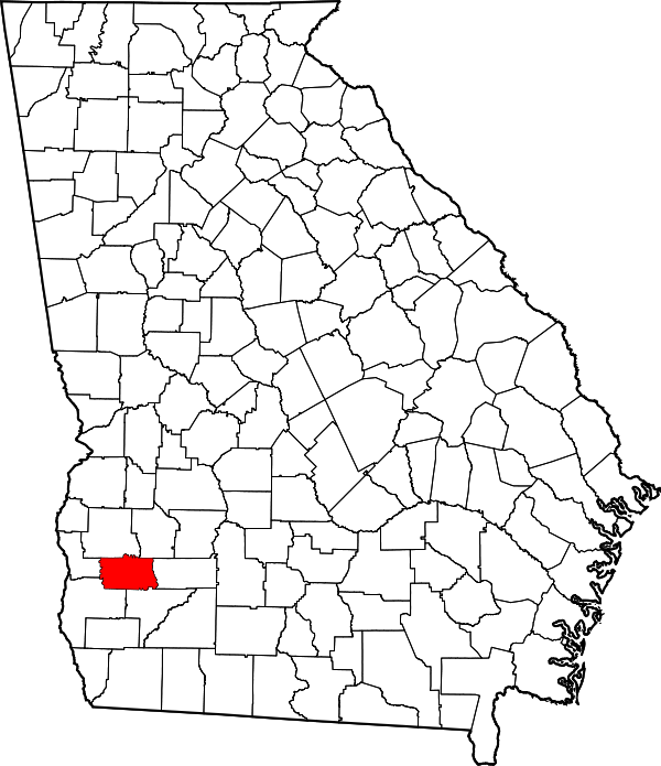 Map of Georgia highlighting Calhoun County