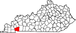 Mappa dello stato che evidenzia la contea di Trigg
