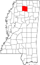Mapa del estado que destaca el condado de Lafayette