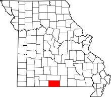 Harta e Ozark County në Missouri