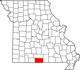 Map of Missouri highlighting Ozark County.svg