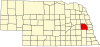 Map of Nebraska highlighting Saunders County Map of Nebraska highlighting Saunders County.svg