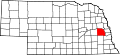 Mapa del estado que destaca el condado de Saunders