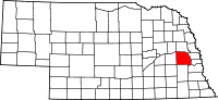 Map of Nebraska highlighting Saunders County.svg