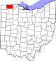 Localização do Map of Ohio highlighting Fulton County