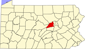 Location of Union County in Pennsylvania Map of Pennsylvania highlighting Union County.svg