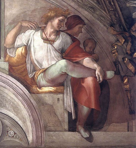 File:Michelangelo - Sistine Chapel - Lunette Eleazar - detail Eleazar with wife.jpg